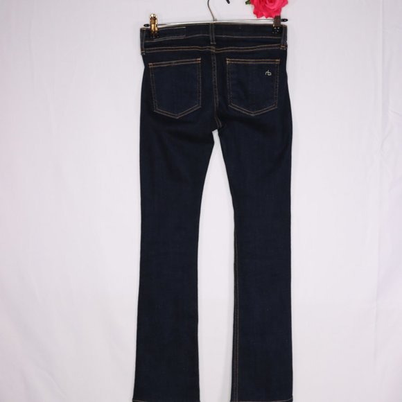 Rag and Bone Jeans Size 24 Stiletto Bootcut Dark Wash Blue Contrast Stitching - Picture 6 of 11
